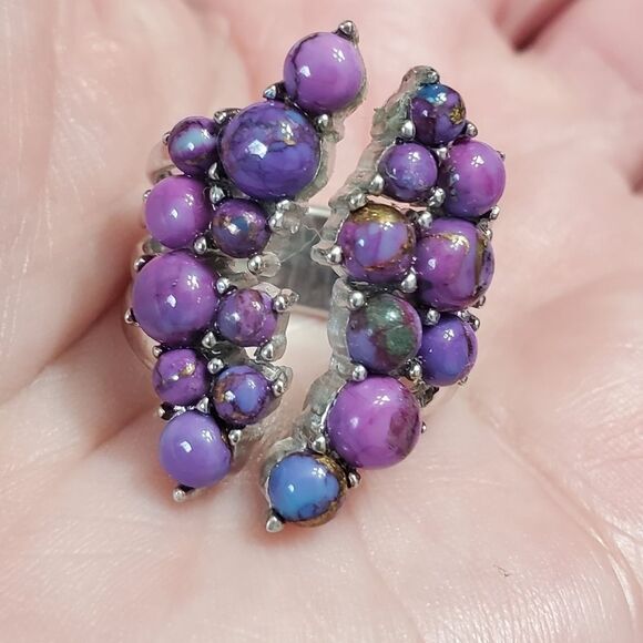 **Sale** Rhodium plated purple Mohave turquoise ring size 8
